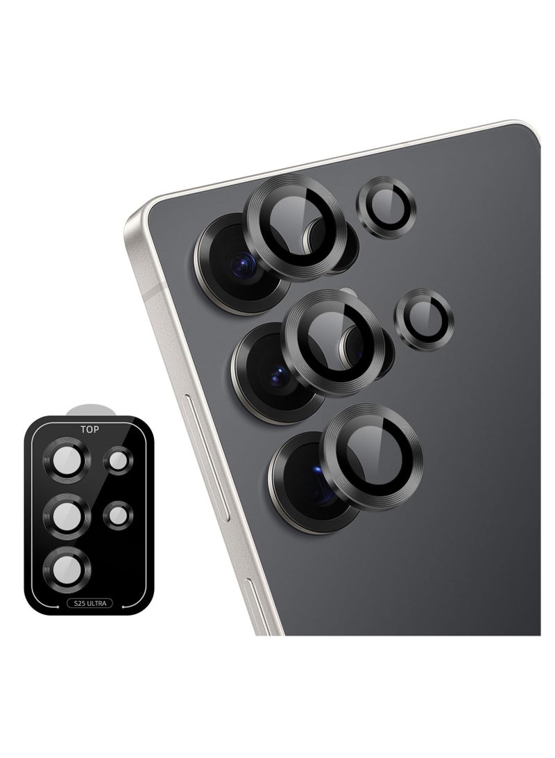 Camera Protection for Samsung Galaxy S25 Ultra 5G Camera Protective Film, 9H Aluminium Alloy Individual Lens Tempered Glass Film Protector for Samsung Galaxy S25 Ultra 5G, Black