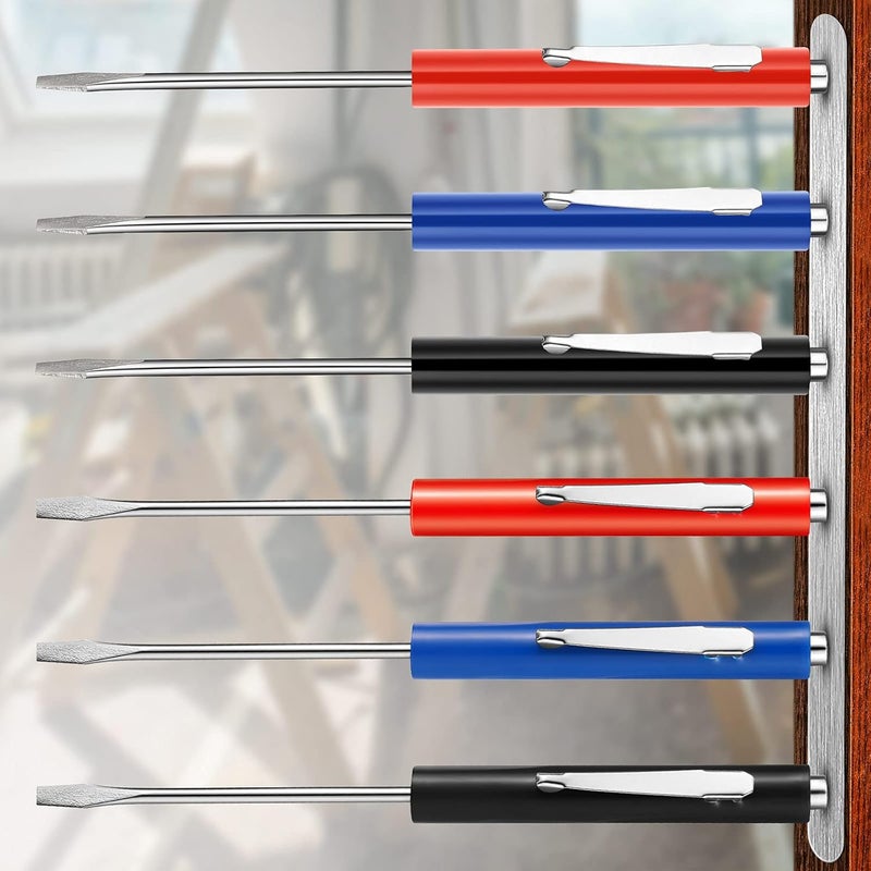 Chumia 12 Pieces Mini Tops and Pocket Clips Pocket Screw Driver Magnetic Pocket Screw Driver with Single Blade Head Pocket Screwdriver Set for Mechanical Electrician Electronics Technician, Red, Blue, Black - Image 5