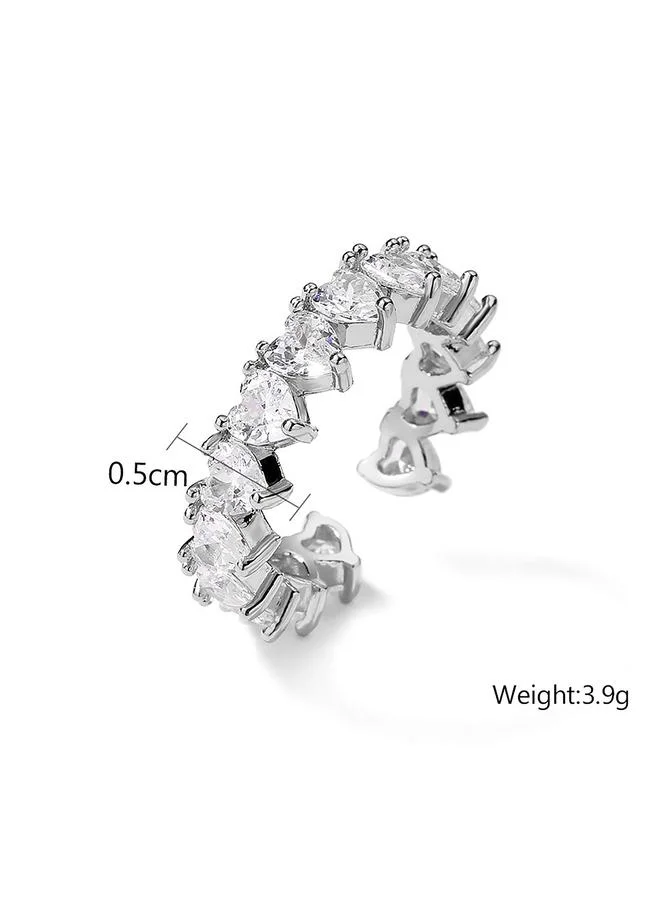 Take Two  Silver Embellished Heart Eternity Ring for Women | Best Price UAE