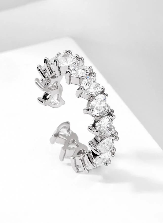 Take Two  Silver Embellished Heart Eternity Ring for Women | Best Price UAE