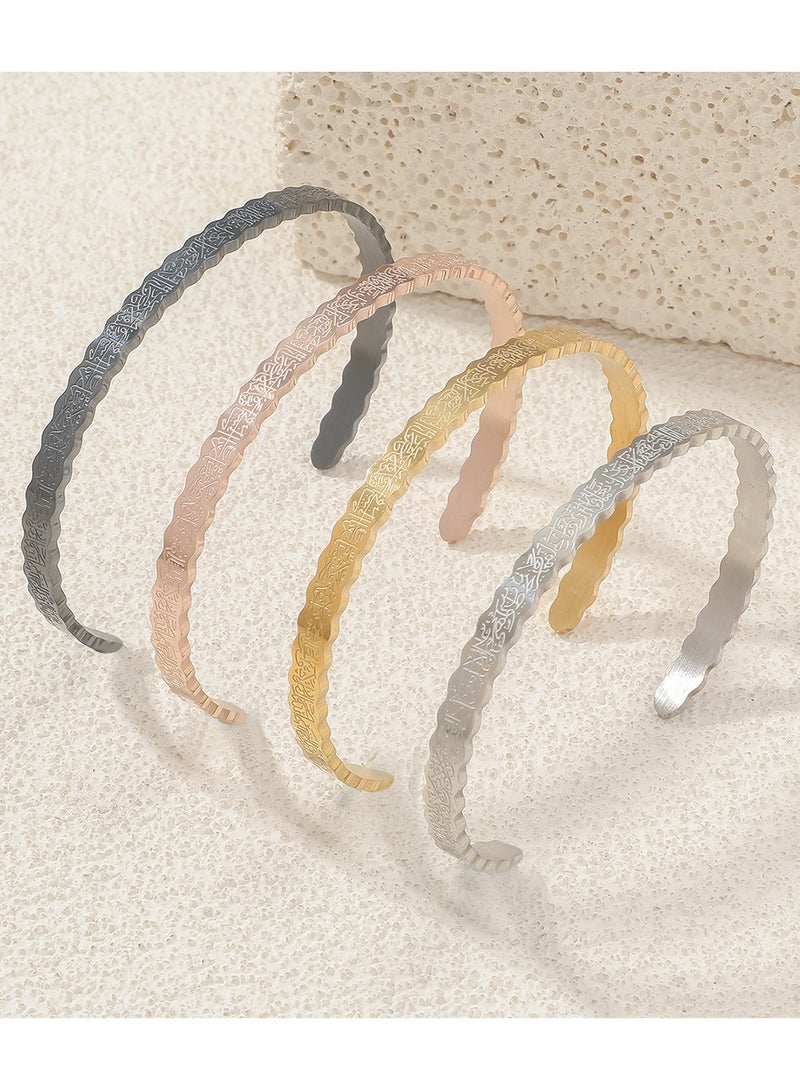 Mark Fairwhale Vintage Stainless Steel Carved C-Shaped Open Men's And Women's Bracelet  - Image 2