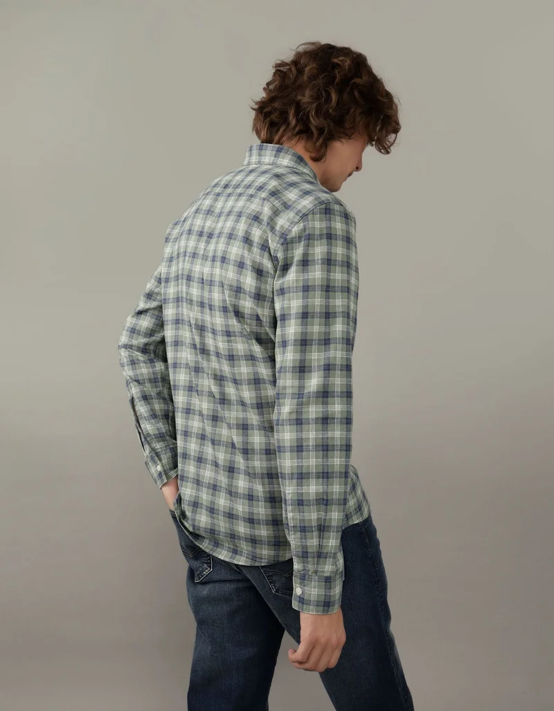 امريكان ايجل قميص بأزرار من مزيج الكتّان بقصّة سلِم بتصميم منقوش