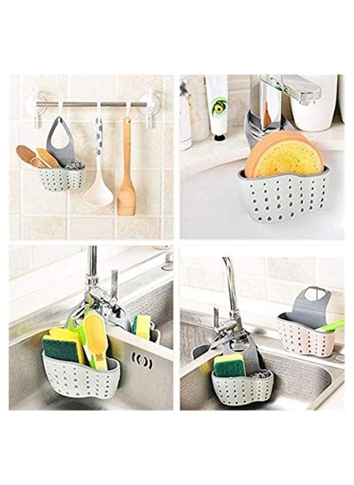 Kitchen Sink Shelf Organizer Sink Caddy Soap And Sponge Holder Drying Rack Holders Dish Drying Rack Sink Shelf (Beige)