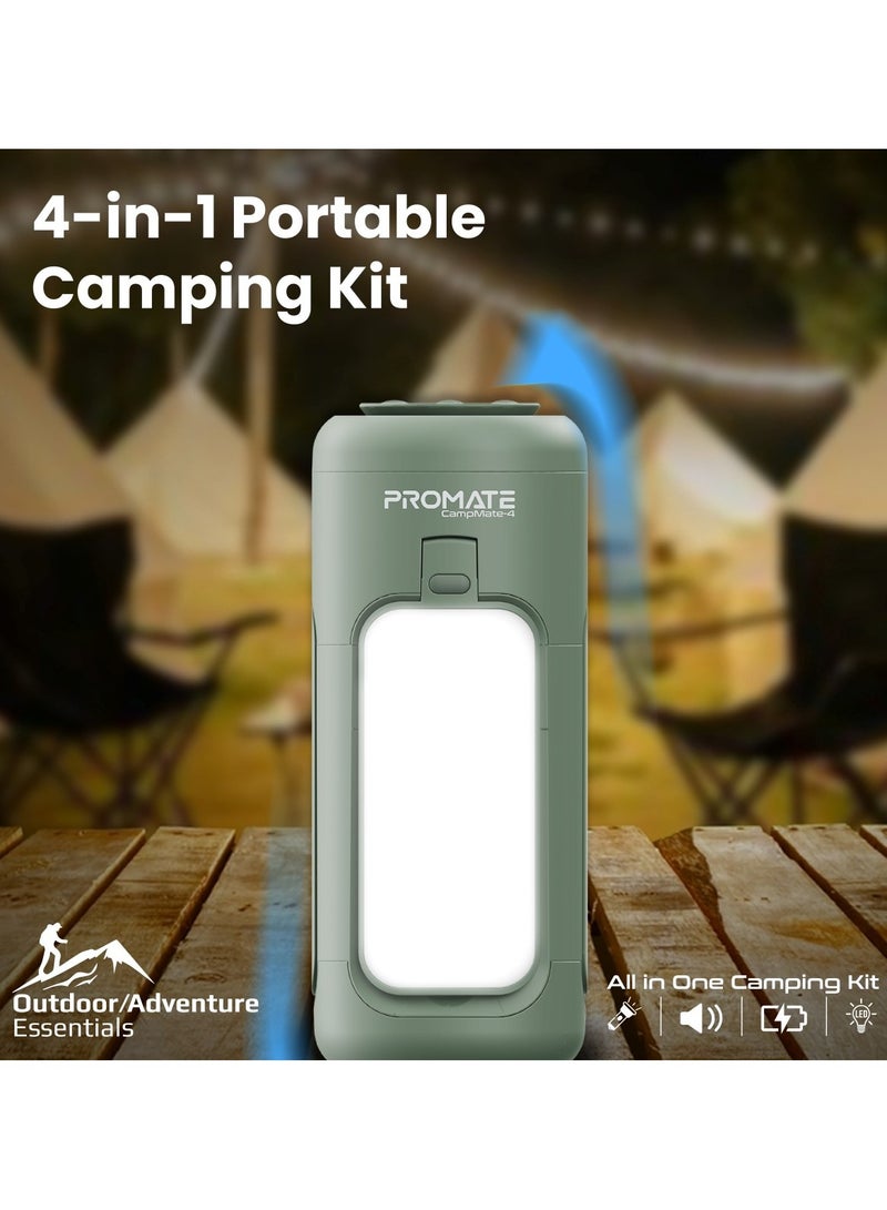 PROMATE Led Camping Lantern, 4-In-1 Premium Portable Camping Kit With 6000Mah Usb-A Power Bank, 90° Foldable Lights, 3 Led Modes, Sos Function, 5W Speaker And Foldable Top Handle For Hiking, Outdoor, Indoor, Campmate-4 Green - Image 2
