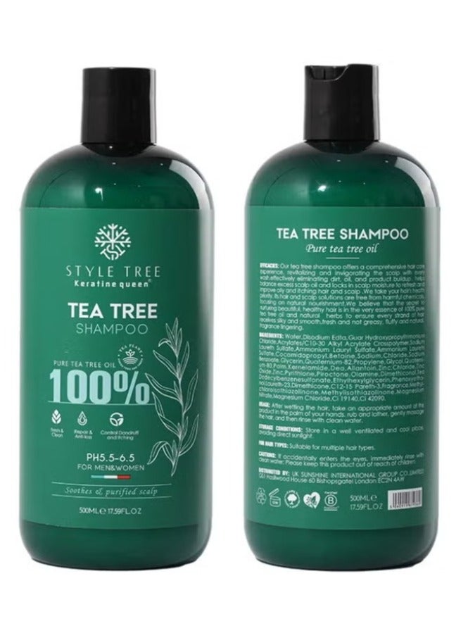 keratine queen 100% Hair care 4in1 Set Shampoo,Conditioner,Mask,Serum Natural Organic Tea Tree Cleansing and refreshing hair care - Image 4