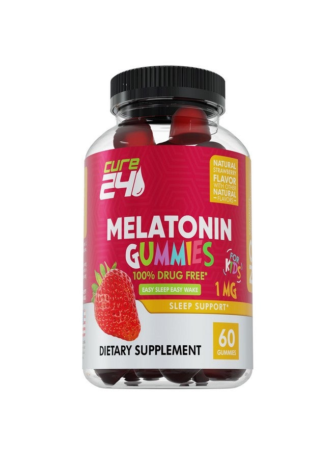 Cure24 Cure24 Kids Melatonin Gummy, Effective 1MG Sleep Gummies Supplement for Children 3+, Drug-Free, Natural Fruity Strawberry Flavor, Made in USA  - Image 1