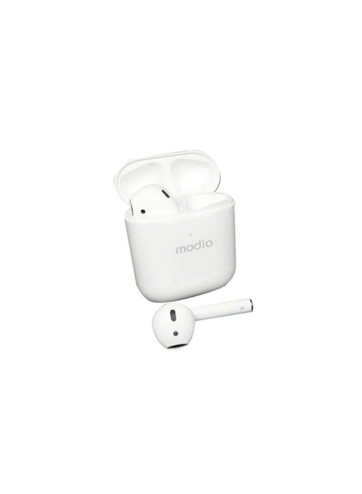 modio ME1 True Wireless Stereo Headset (White) with Complimentary Black Protective Case - Image 3