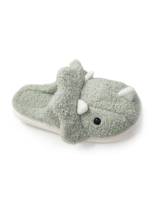 Avilego Unisex Dinosaur Slippers Plush House Soft Sandals Indoor & Outdoor 2022 Winter, Green, 5-5.5 Women/4.5-5 Men - Image 5