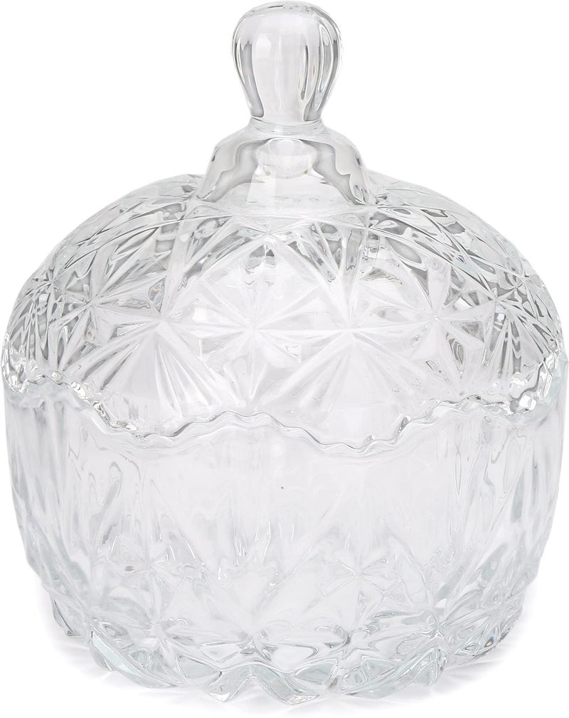 Somil Stylish Glass Candy Bowl with Lid for Sugger, Sweet, Candy, Mouth Freshner, Clear, Glass, 300 Ml, 10 X 10 X 12 Cm - Image 5