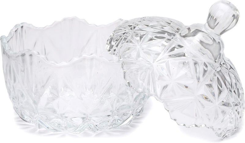Somil Stylish Glass Candy Bowl with Lid for Sugger, Sweet, Candy, Mouth Freshner, Clear, Glass, 300 Ml, 10 X 10 X 12 Cm - Image 2