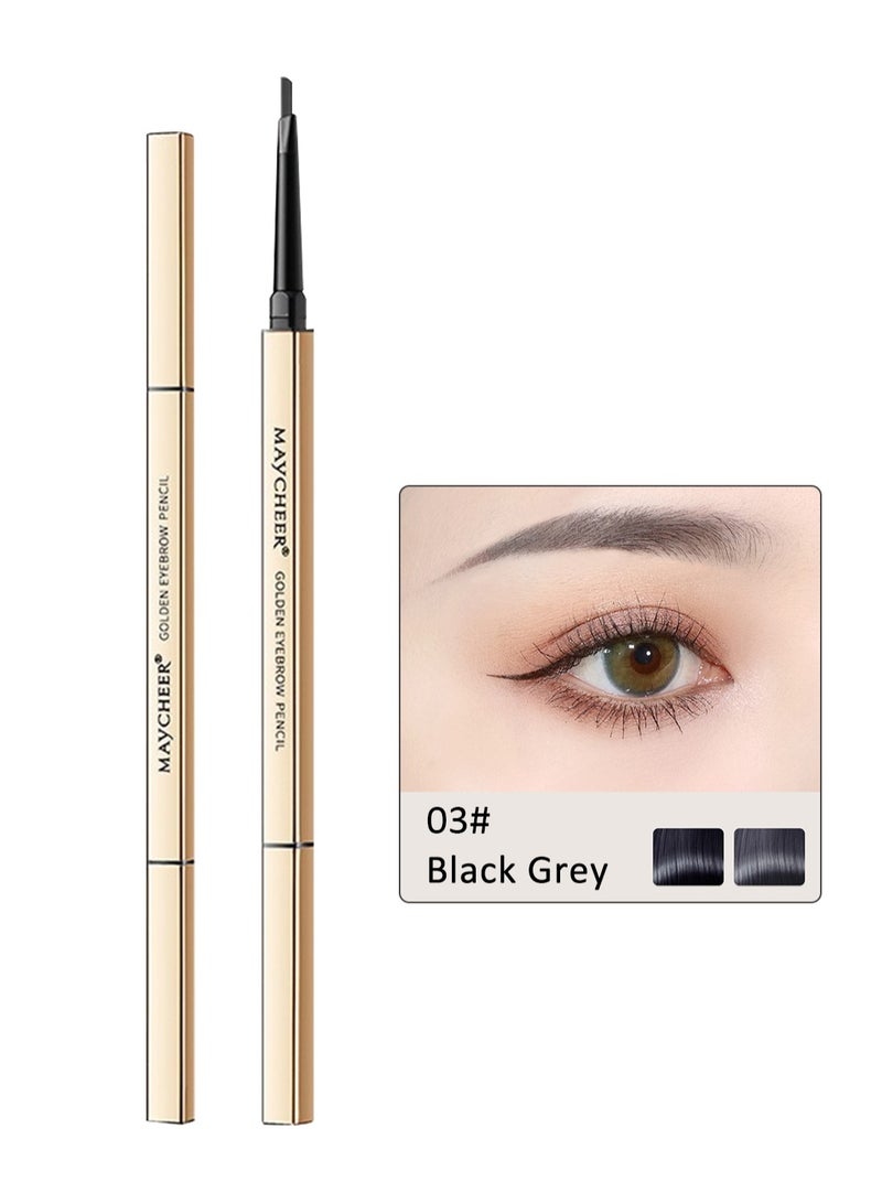 مايتشير قلم حواجب ذهبي ثلاثي الأبعاد، مقاوم للماء، مناسب للمبتدئين، مع فرشاة حلزونية وأداة تعبئة أوتوماتيكية فائقة الدقة لرسم حواجب طبيعية - Image 1
