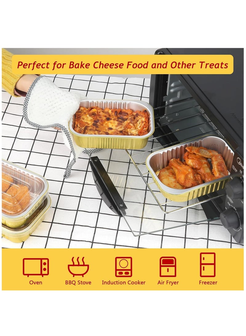 1lb Small Aluminum Pans With Lids, 16oz Foil Baking Tins Leftover Containers Takeout To Food Containers With PP Covers, Disposable Individual Pie Cake Pans Holders(30 Pack) - Image 2