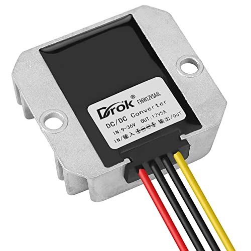 DROK Boost Buck Converter 9V-36V to 12V 5A 60W Aluminium Shell Waterproof Auto Step Up Down Voltage Regulator 12V Volt Transformer for Car Audio Solar Power System LCD Television LED Display Screen - Image 5