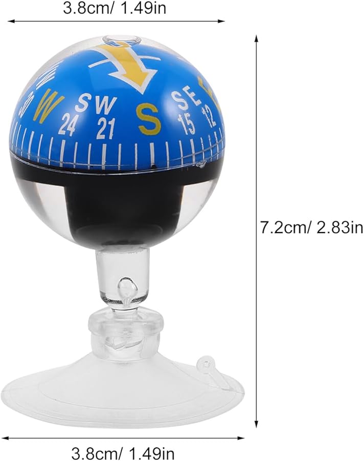 بوصلة محمولة من البلاستيك الأزرق ABS مع كوب شفط للمشي لمسافات طويلة وسيارات وقوارب ولوحة القيادة - Image 3