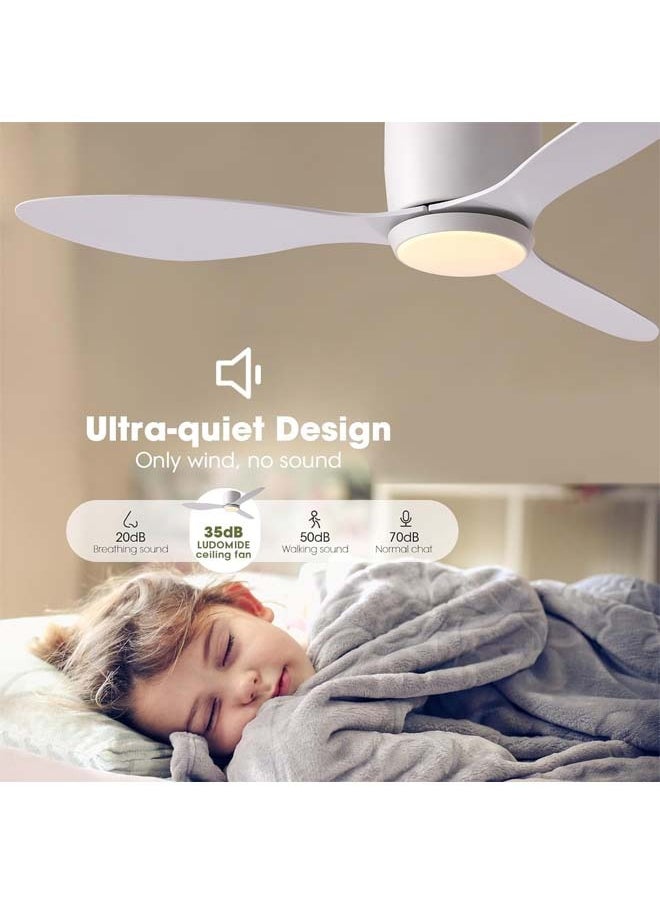 L&E Ceiling Fans with Lights, 42 Inch Low Noise Reversible Airflow DC Motor Ceiling Fan with Remote Control, 2000LM Flush Mount Ceiling Fan for for Bedroom, Living Room-White  - Image 4