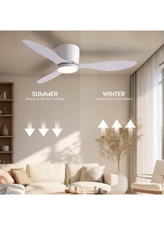 L&E Ceiling Fans with Lights, 42 Inch Low Noise Reversible Airflow DC Motor Ceiling Fan with Remote Control, 2000LM Flush Mount Ceiling Fan for for Bedroom, Living Room-White  - Image 5