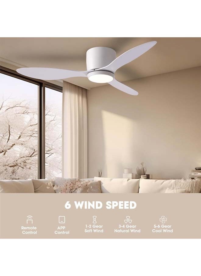 L&E Ceiling Fans with Lights, 42 Inch Low Noise Reversible Airflow DC Motor Ceiling Fan with Remote Control, 2000LM Flush Mount Ceiling Fan for for Bedroom, Living Room-White  - Image 2