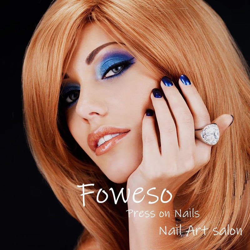 Foweso أظافر صناعية قصيرة مربعة بأطراف فرنسية بيضاء لطيفة مع حيوانات مزيفة مع غراء تصميم أظافر أكريليك لامعة بلون نود كاواي وحوش حمراء وزرقاء للأحزاب للنساء مجموعة تزيين أظافر مزيفة - Image 5
