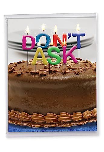 NobleWorks Jumbo Funny Birthday Greeting Card 8.5 x 11 Inch with Envelope for Men and Women (Not actual Candles) (1 Pack) Don't Ask Bday Candles J9956 - Image 1