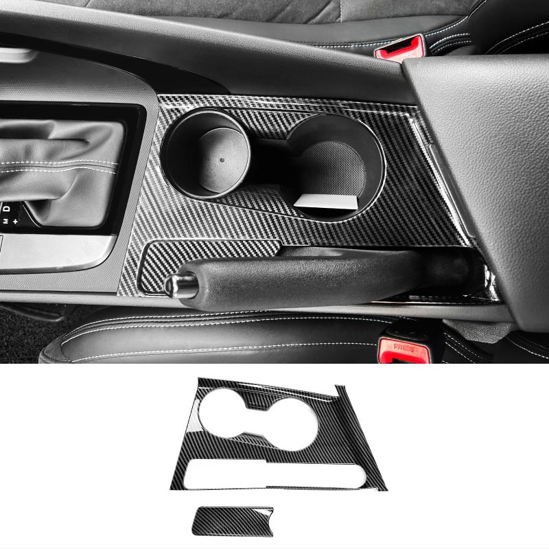 JUIVEEL Carbon Fiber Style Car Water Cup Holder Trim Cover Interior Compatible with Hyundai Elantra CN7 N Line
