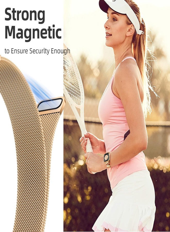 Dirrelo Slim Designed Bands Compatible for Apple Watch Band 40mm 41mm 38mm 42mm 44mm 45mm 46mm Women, Metal Clasp Thin Replacement Strap for iWatch Series 10 SE 9 8 7 6 5 4 3 2 1, Rosegold - Image 5