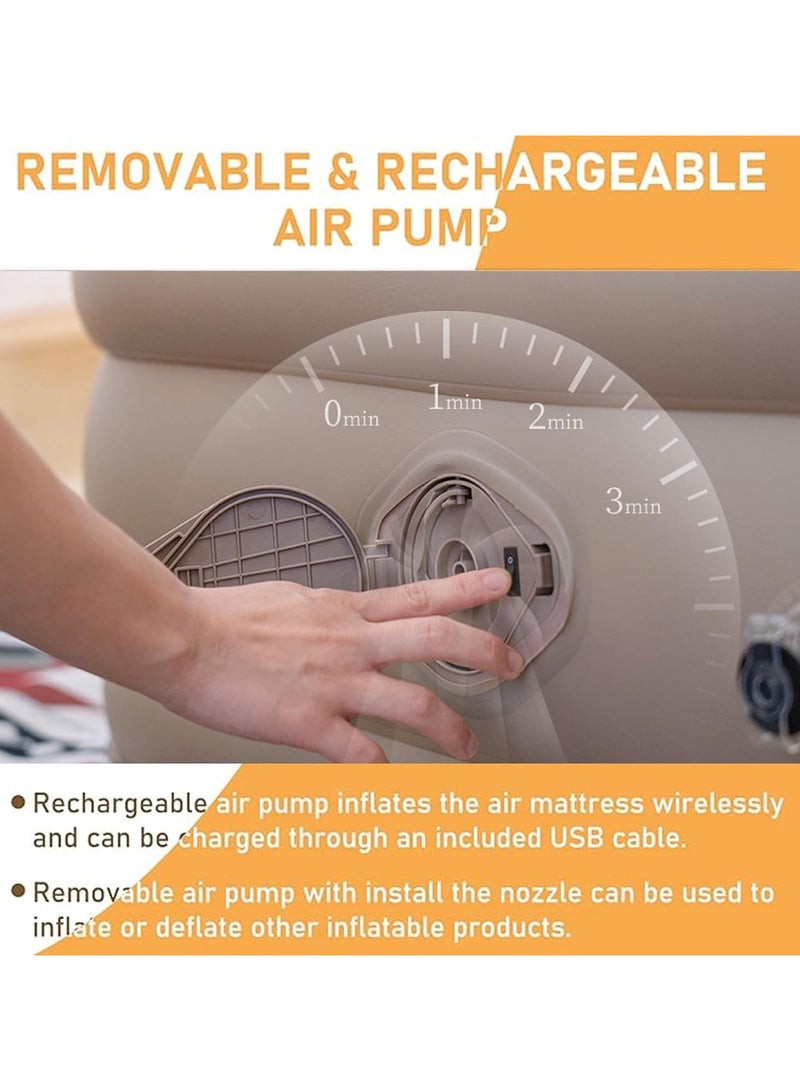 ارواق مرتبة هوائية محمولة للتخييم مع لوح أمامي، ارتفاع 40 سم قابلة للنفخ مع مضخة مدمجة، مرتبة قابلة للنفخ مع مضخة كهربائية قابلة للإزالة، سرير هوائي مريح للتخييم والمنزل - Image 3