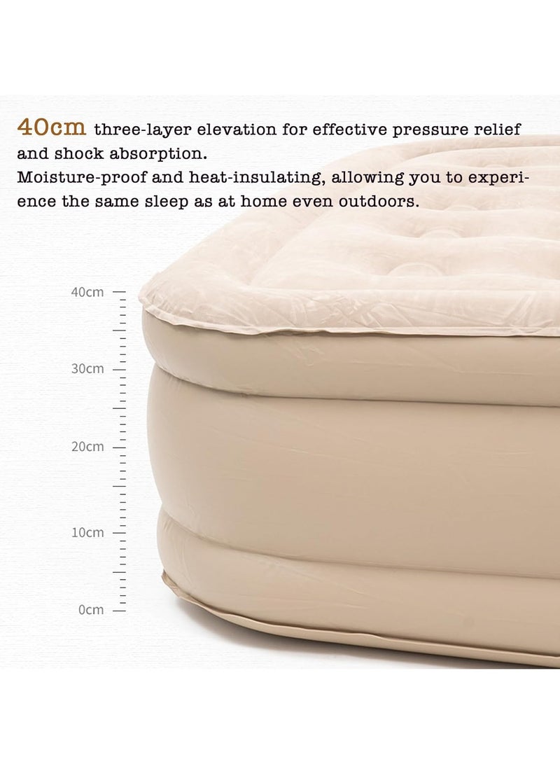 ارواق مرتبة هوائية محمولة للتخييم مع لوح أمامي، ارتفاع 40 سم قابلة للنفخ مع مضخة مدمجة، مرتبة قابلة للنفخ مع مضخة كهربائية قابلة للإزالة، سرير هوائي مريح للتخييم والمنزل - Image 4