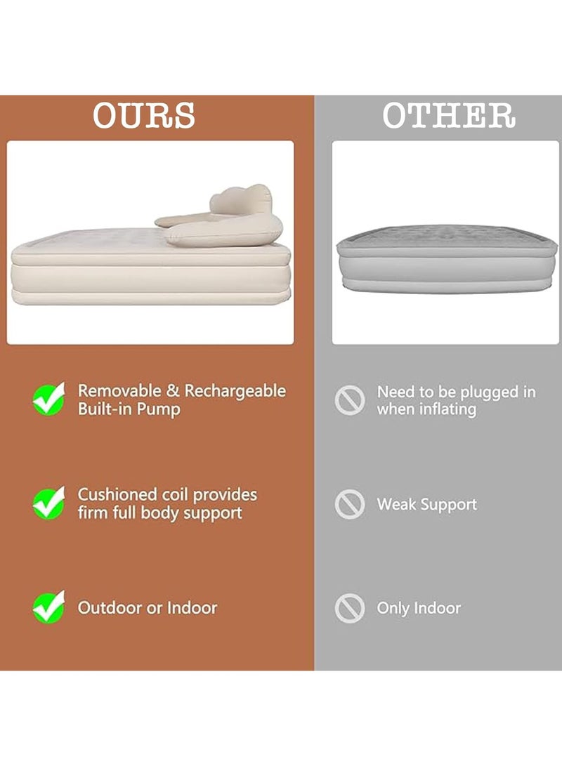 ارواق مرتبة هوائية محمولة للتخييم مع لوح أمامي، ارتفاع 40 سم قابلة للنفخ مع مضخة مدمجة، مرتبة قابلة للنفخ مع مضخة كهربائية قابلة للإزالة، سرير هوائي مريح للتخييم والمنزل - Image 5