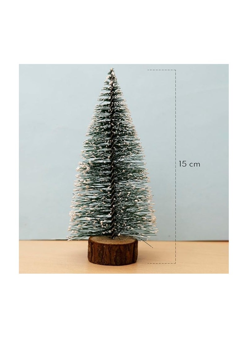 "Christmas tree with snow | 7cm tall trees | Tree with wooden base | Crystal pine tree | Christmas tree for home decor, corporate gifts, and Christmas celebrations." - Image 2