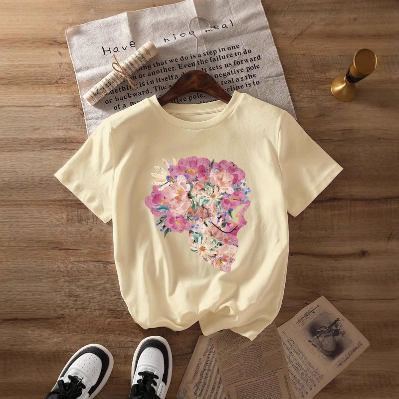 Independent Station Women'S Tops Round Neck Cartoon Printed Short-Sleeved T-Shirt-M - Image 3
