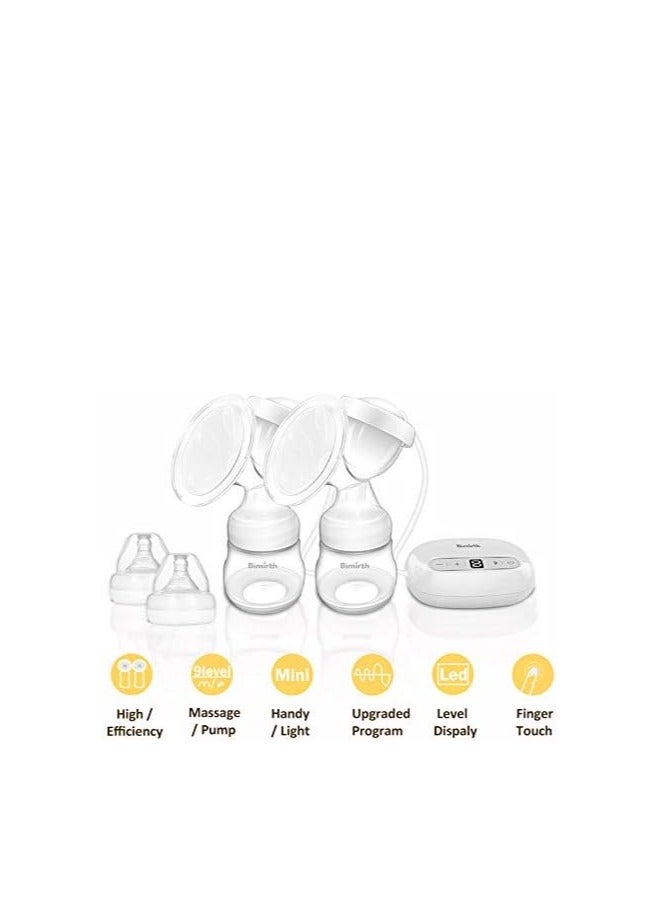 Bimirth Electric Double Breast Pump Portable Breastfeeding Pump with Strong Suction Pain Free Strong Suction Breast Massage with Nipple Baby Bottle for Baby and Moms - Image 2