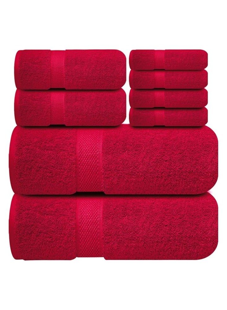 COMFY 8 PIECE 600GSM HOTEL QUALITY BURGUNDY COMBED COTTON HIGHLY ABSORBENT TOWEL SET - Image 1