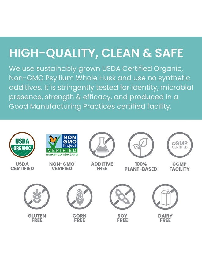 Organic Psyllium Whole Husk For Daily Fiber And Cholesterol Support 12 Oz 56 Tablespoon Supply
