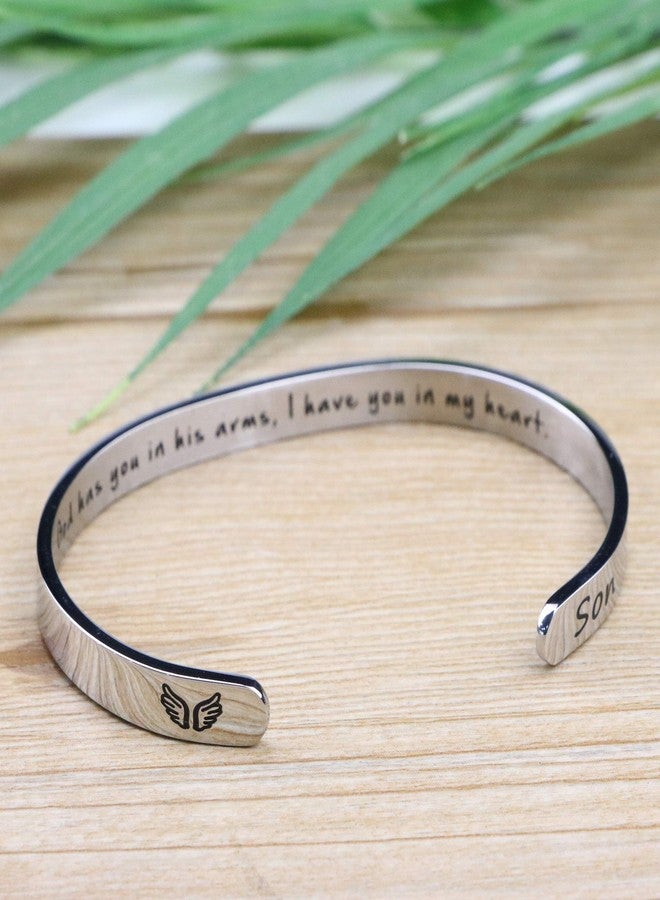 MEMGIFT Memorial Son Bracelet In Memory of Jewelry Gift Remembering Loss of One You Loved God Has You in His Arms I Have in My Heart - Image 2