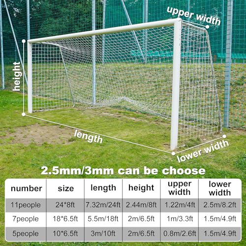 Visupor Soccer Net, Full Size Soccer Goal Net, Durable Polyethylene Football Net with Installation Accessories,24 x 8ft / 18 x 6.5ft / 10 x 6.5ft Soccer Replacement Nets for Match Training(Post Not Included) - Image 3