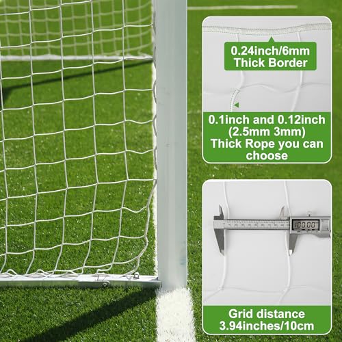 Visupor Soccer Net, Full Size Soccer Goal Net, Durable Polyethylene Football Net with Installation Accessories,24 x 8ft / 18 x 6.5ft / 10 x 6.5ft Soccer Replacement Nets for Match Training(Post Not Included) - Image 5