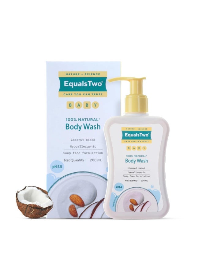 EQUALSTWO by Zydus Baby Body Wash 200ml, Tear-free & Soap-free, Head to Toe Baby Wash for Bath, Hypoallergenic & Dermatologically Tested, pH 5.5, Gentle Hydration for All Skin Types, (Pack 1) - Image 1