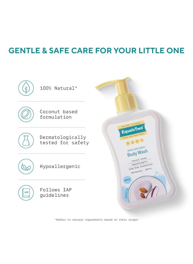 EQUALSTWO by Zydus Baby Body Wash 200ml, Tear-free & Soap-free, Head to Toe Baby Wash for Bath, Hypoallergenic & Dermatologically Tested, pH 5.5, Gentle Hydration for All Skin Types, (Pack 1) - Image 4