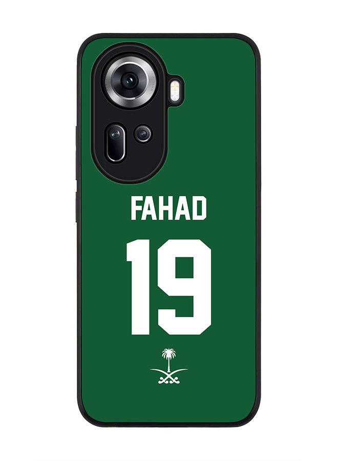 Stylizedd Rugged Black Edge Case for Oppo Reno11, Slim fit Case Thin Cover -  Football Team - Saudi Arabia, Player Name - Fahad - Image 1