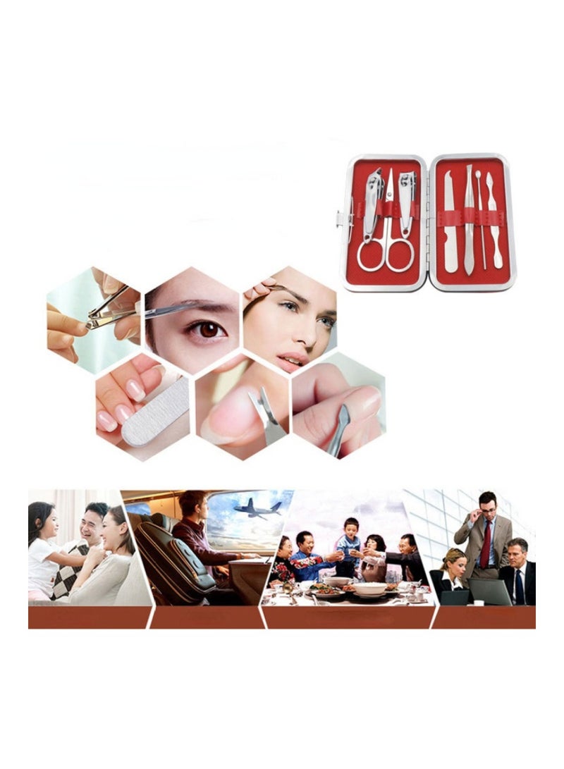 7-Piece Manicure Set Stainless Steel Nail Clippers With Professional Eyebrow Scissors Tweezers - Image 3