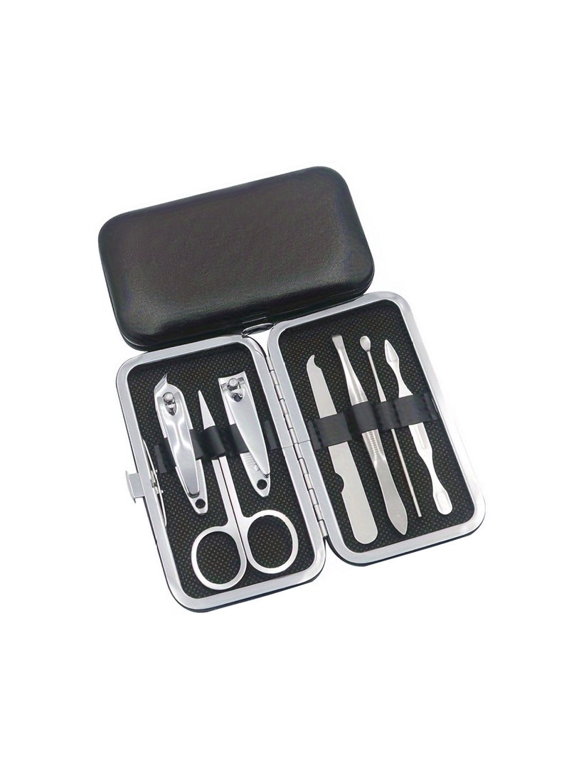 7-Piece Manicure Set Stainless Steel Nail Clippers With Professional Eyebrow Scissors Tweezers - Image 1