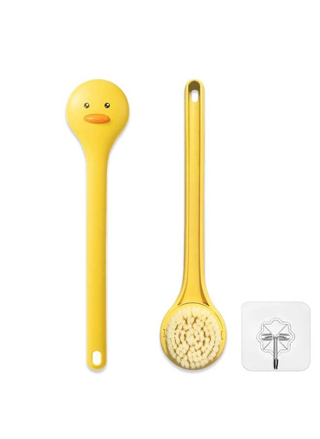 Tuklye Little Yellow Eagle Bath Brush, Softer bristles, Long Handle, Suitable for Children Aged 3-12, Cleaning Sweat Stains and Beauty Bath, Wet or Dry Brush, Bath Brush (14 inch, Lemon Yellow)  - Image 1