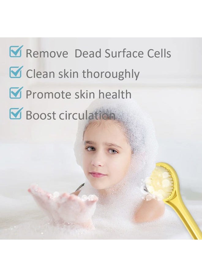 Tuklye Little Yellow Eagle Bath Brush, Softer bristles, Long Handle, Suitable for Children Aged 3-12, Cleaning Sweat Stains and Beauty Bath, Wet or Dry Brush, Bath Brush (14 inch, Lemon Yellow)  - Image 4