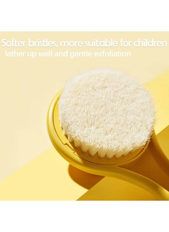 Tuklye Little Yellow Eagle Bath Brush, Softer bristles, Long Handle, Suitable for Children Aged 3-12, Cleaning Sweat Stains and Beauty Bath, Wet or Dry Brush, Bath Brush (14 inch, Lemon Yellow)  - Image 3