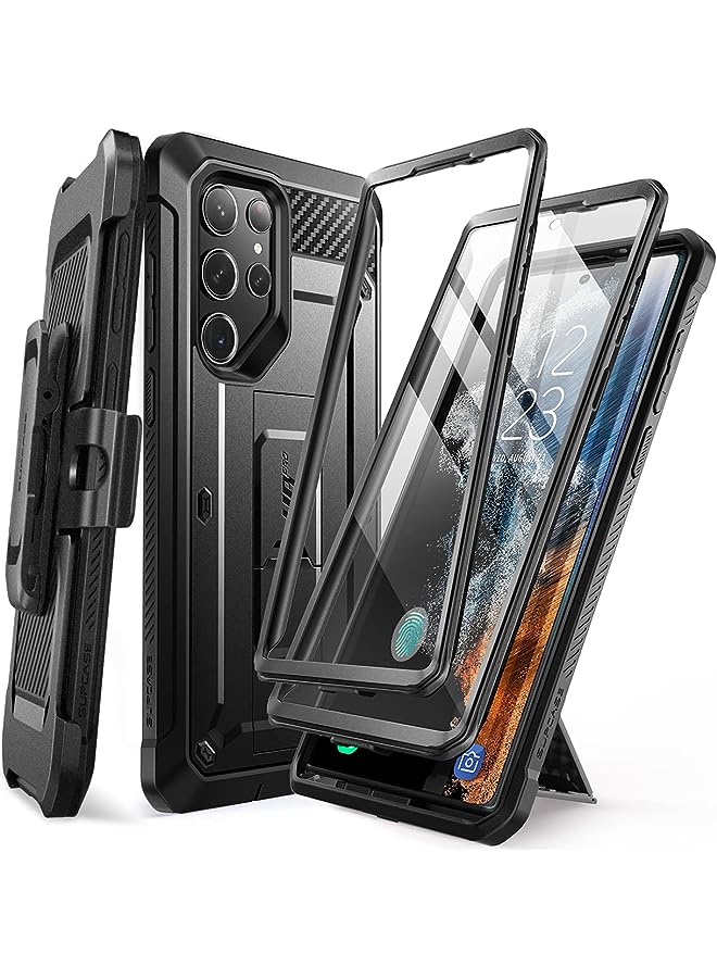 SupCase Unicorn Beetle Pro Case for Samsung Galaxy S23 Ultra 5G (2023), [Extra Front Frame] Full-Body Dual Layer Rugged Belt-Clip & Kickstand Case with Built-in Screen Protector (Black) - Image 1