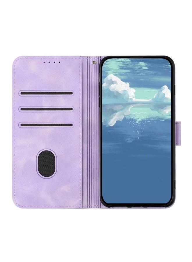 Case Cover For Honor 70 Line Pattern Skin Feel Leather Phone Case(Light Purple)