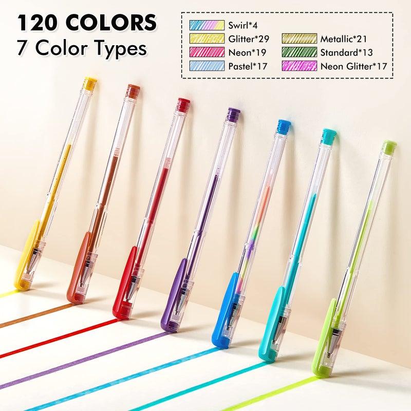Shuttle Art 120 Unique Colors (No Duplicates) Gel Pens Gel Pen Set for Adult Coloring Books Art Markers - Image 3