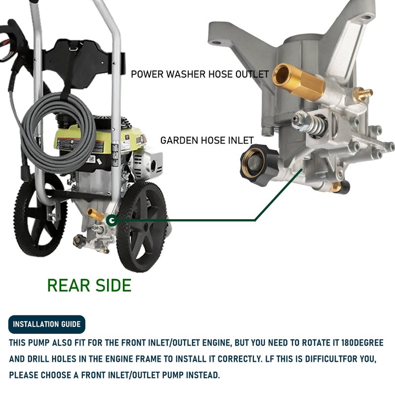 Hourleey 7/8" Shaft Vertical Pressure Washer Pump, 3400PSI 2.5GPM, Replacement Pump for Power Washer Kit, Compatible with Honda, Simpson, RYOBI, Briggs & Stratton, Subaru, Craftsman - Image 4