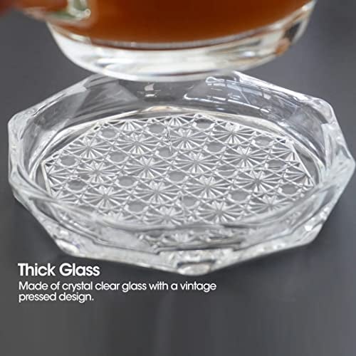 Incrizma Crystal Drink Coasters, Glass Round Cup Mat, Clear Decorative Wine Bottle Coasters Barware Set for Table Protection of Home Kitchen, Dining Room, Patio, Coffee Shop (Design2, 12) - Image 4