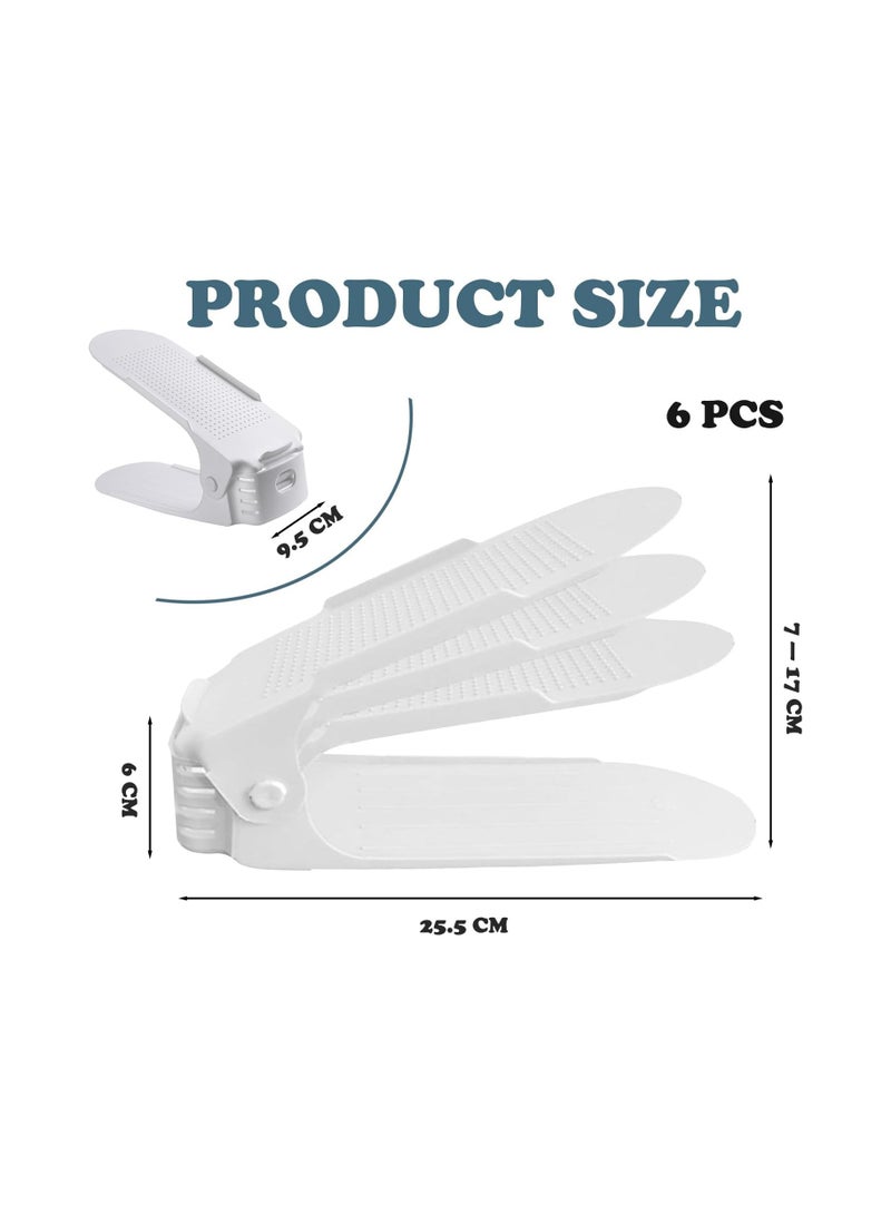 Adjustable Shoe Rack Organiser 10PCS Shoe Slots Organizer Space Saver Double Layer Shoe Rack Shoe Organizer for Closet(White) - Image 3